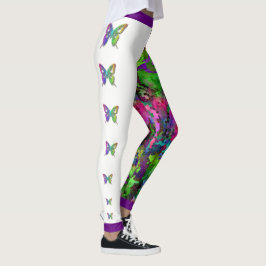 Legging [Mosaico Arco-Íris] Borboletas de Efeito de Vidro 