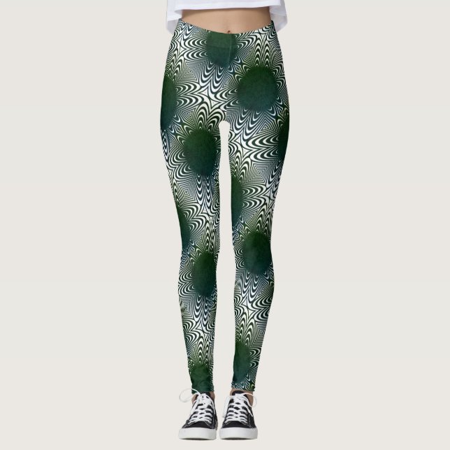 Legging Mosaico branco-esverdeado MODERN abstrato (Frente)