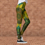 Legging Mosaico Caleidoscópio Flor Amarelo e Verde<br><div class="desc">Este mosaico design de flores caleidoscópicas apresenta azulejos amarelos e verdes brilhantes. Um design geométrico vívido inspirado por fractais,  mandalas e mosaicos de vidro manchados. Pegue esta design de triquete bonita agora para seu amigo favorito que ama cores brilhantes!</div>