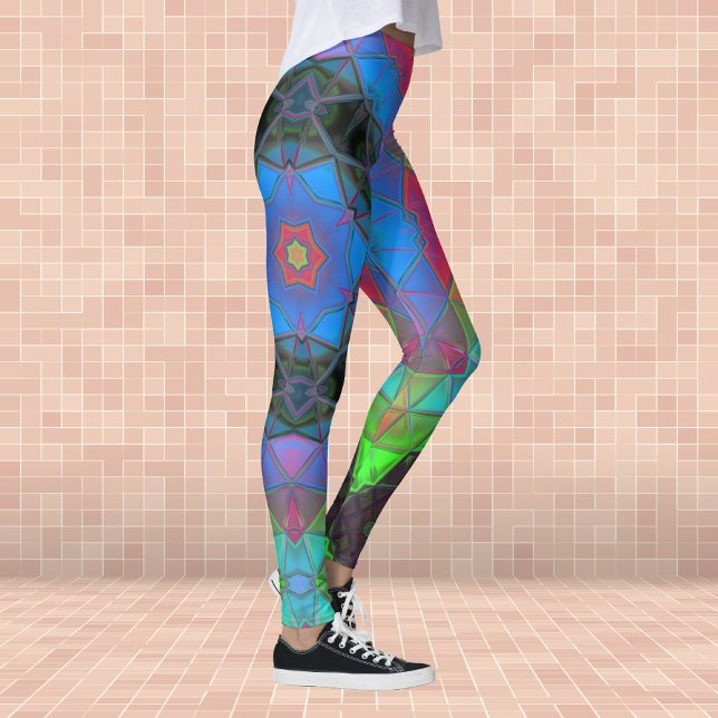 Legging Mosaico Caleidoscópio Flor Arco-Íris (Criador carregado)