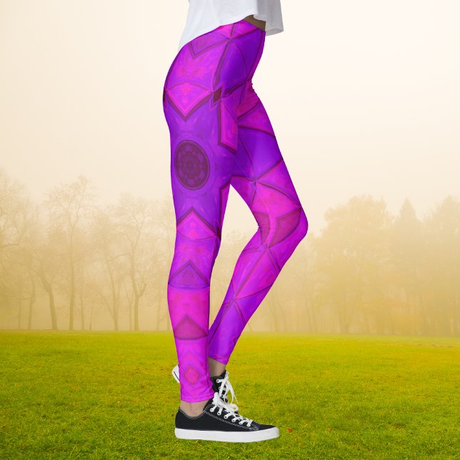 Legging Mosaico Caleidoscópio Flor Rosa (Criador carregado)