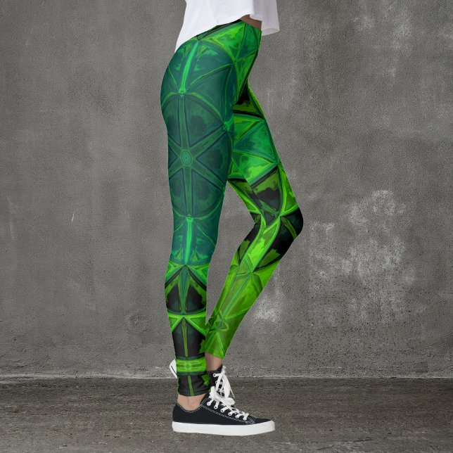 Legging Mosaico Caleidoscópio Flor Verde (Criador carregado)