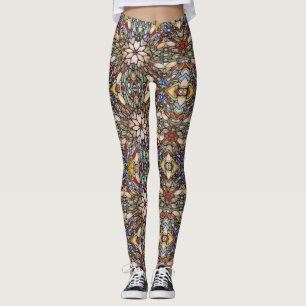 Legging Mosaico colorido da janela de vidro manchado