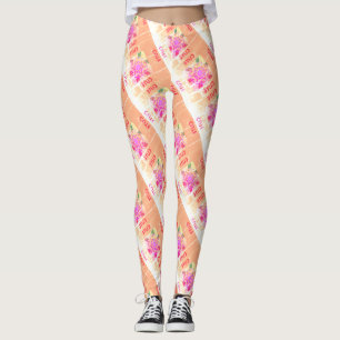 Legging Mosaico-cor-de-rosa-claro-castanho-abstrato MODERN