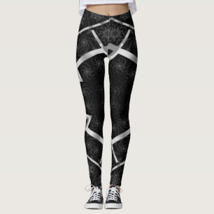Legging Mosaico de abstrato MODERN com cinza a preto