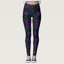 Legging Mosaico de abstrato MODERN em verde-roxo