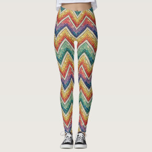 Legging Mosaico de Chevron Arco-íris – Azulejo Geométrico