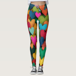 Legging Mosaico de Coração Texturizado Vibrante