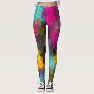 Legging Mosaico de forma abstrato geométrica moderna do he