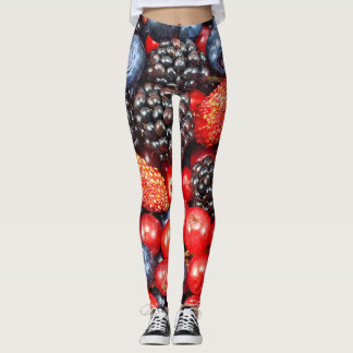 Legging Mosaico de Fundo Fresco de Frutas Vermelhas