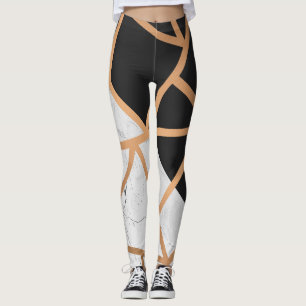 Legging Mosaico de mármore preto e Ouro branco