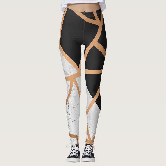 Legging Mosaico de mármore preto e Ouro branco (Frente)