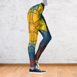 Legging Mosaico Mandala Flor Amarelo Azul e Vermelho<br><div class="desc">Esta flor de caleidoscópio mosaico apresenta azulejos amarelos,  azuis e vermelhos brilhantes. É uma geometria vívida inspirada por fractais,  mandalas e mosaicos de vidro manchados. Obtenha este design trippy agora para seu amigo favorito que ama cores brilhantes!</div>