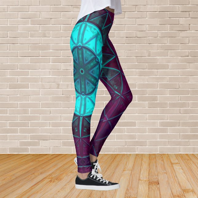 Legging Mosaico Mandala Flor Azul e Roxo (Criador carregado)