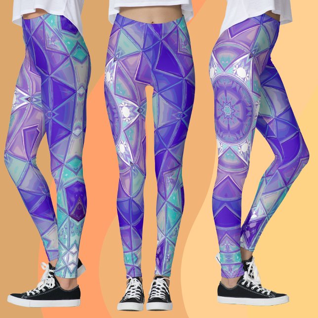 Legging Mosaico Mandala Flor Roxo Azul e Branco (Criador carregado)