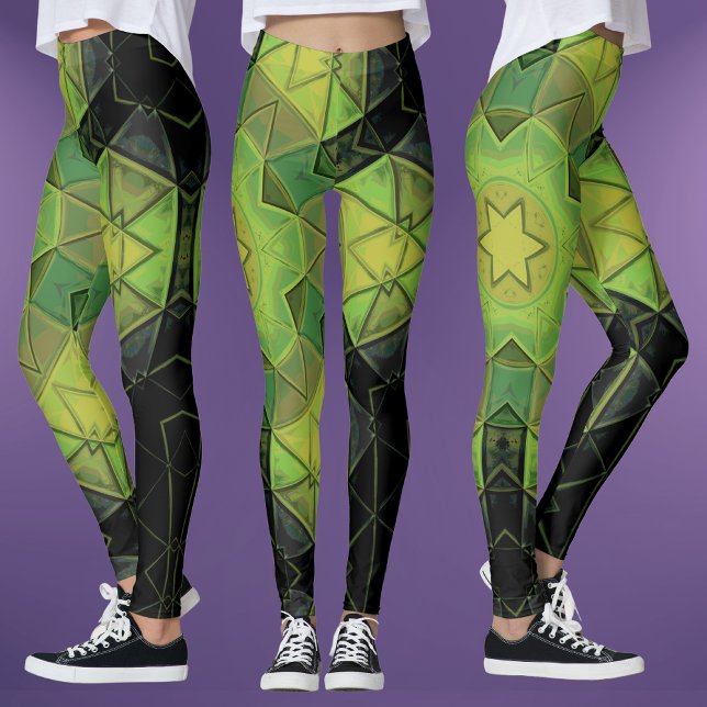 Legging Mosaico Mandala Flor Verde Amarelo e Negro (Criador carregado)