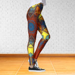 Legging Mosaico Mandala Flor Vermelho Amarelo e Azul<br><div class="desc">Esta flor de caleidoscópio mosaico apresenta brilhantes azulejos vermelhos,  amarelos e azuis. É uma geometria vívida inspirada por fractais,  mandalas e mosaicos de vidro manchados. Obtenha este design trippy agora para seu amigo favorito que ama cores brilhantes!</div>