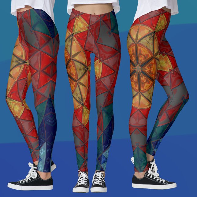 Legging Mosaico Mandala Flor Vermelho Azul e Amarelo (Criador carregado)