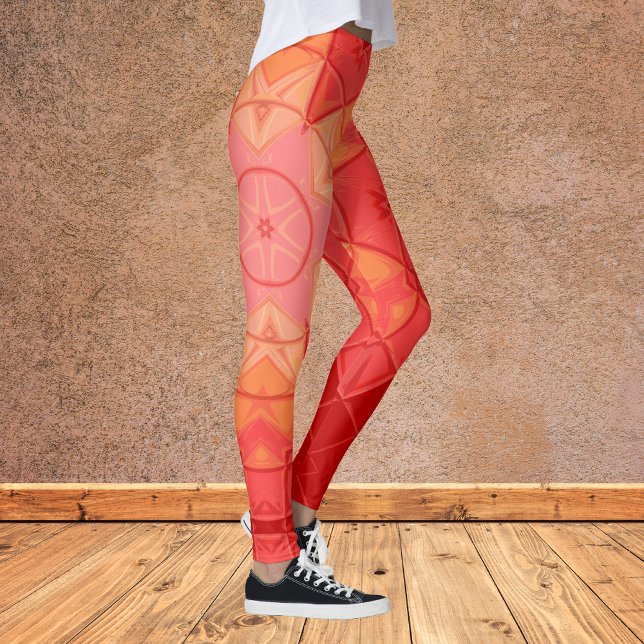 Legging Mosaico Mandala Flor Vermelho e Laranja (Criador carregado)