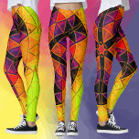 Legging Mosaico Mandala Flor Vermelho Roxo e Laranja<br><div class="desc">Esta flor de caleidoscópio mosaico apresenta brilhantes azulejos vermelhos,  roxos e laranja. É uma geometria vívida inspirada por fractais,  mandalas e mosaicos de vidro manchados. Obtenha este design trippy agora para seu amigo favorito que ama cores brilhantes!</div>