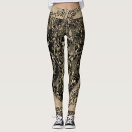 Legging Mosaico MODERN-abstrato, a preto-ouro