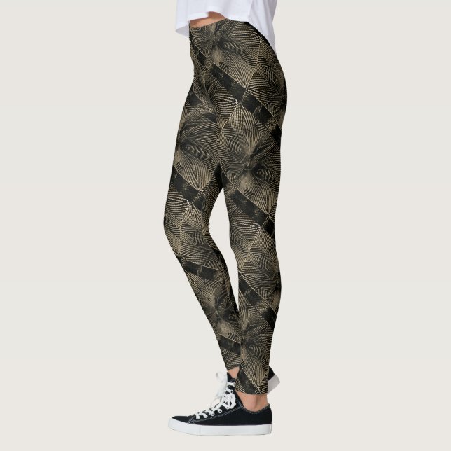 Legging Mosaico-preto-ouro-abstrato MODERNO (Esquerda)