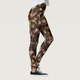 Legging Mosaico triangular castanho com alivio leve