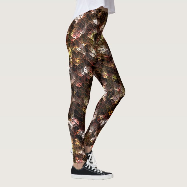 Legging Mosaico triangular castanho com alivio leve (Direita)