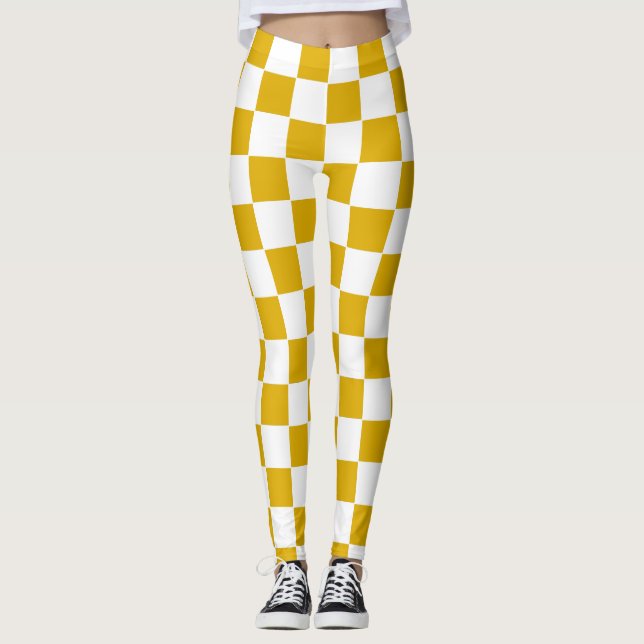 Legging Mostarda, amarela e branca, verificada (Frente)