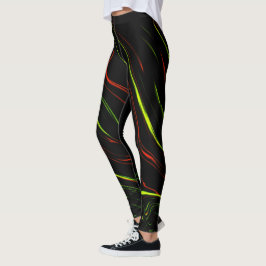 Legging Mostra vestígios verdes e vermelhos longos e verme