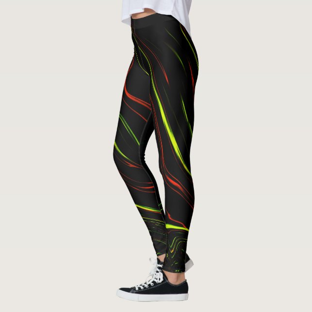 Legging Mostra vestígios verdes e vermelhos longos e verme (Esquerda)