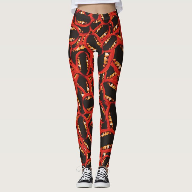 Legging Motif gráfico de boca aberta por acaso (Frente)
