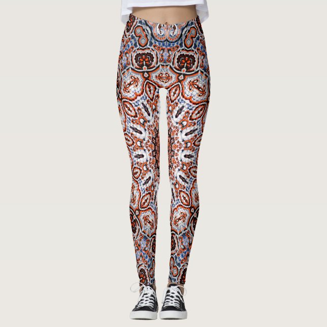 Legging Motivo de Mandala em Tons Neutros (Frente)