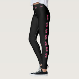 Legging Motivo de Rosa Preto 