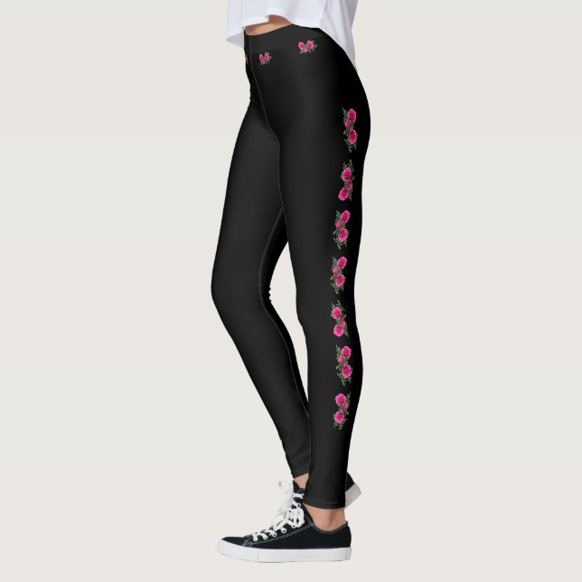 Legging Motivo de Rosa Preto  (Esquerda)
