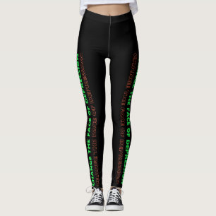 Legging Mude a face da depressão verde e laranja