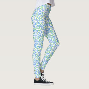 Legging Muito Floral Azul Verde Branco Periwinkle Ditsy