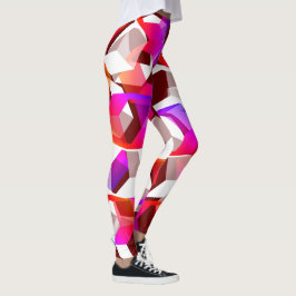 Legging Muitos hexágonos coloridos, sobre fundo vermelho e