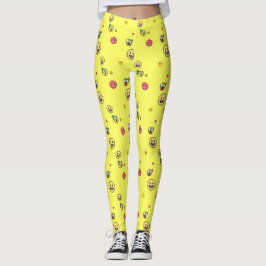 Legging Muitos tipos de emojis sobre fundo amarelo brilhan