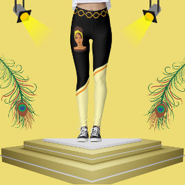 Legging Mulher africana bonita e negra, beige Na moda stri