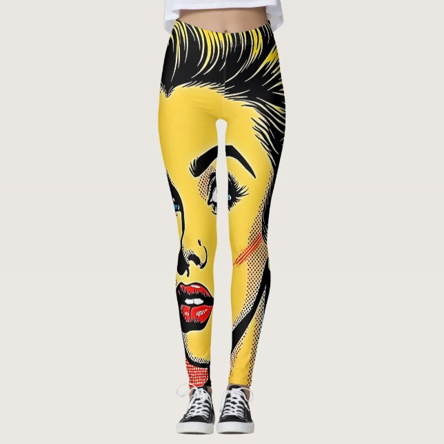 Legging Mulher de Arte Pop Ousada Definida (Frente)