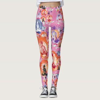 Legging Mulher De Yoga Em Meditação Pose Karma Rosa