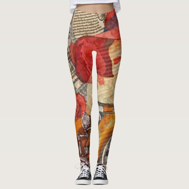 Legging Mulher Parisiense: Retro Torre Eiffel. (Frente)