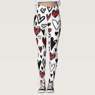 Legging Mulheres com a forma Desenhar de mão, branca, negr