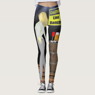 Legging Mulheres Dançando Linha Com Sinal De Cuidado