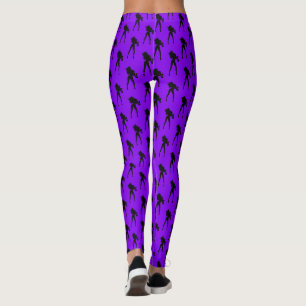 Legging Mulheres Jogadoras Saxófonas Pernas Roxas