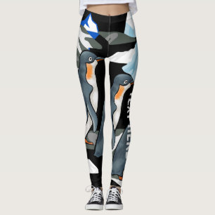 Legging Mulheres Pinguins Legais e Legais do Ártico Negro