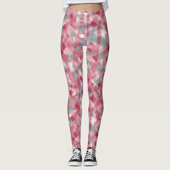 Legging Mulheres rosa impressas modernas (Frente)