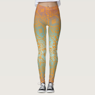 Legging Multicoloração Ornamental Única Medieval
