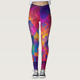Legging Multicoloração vibrante, linda, fuchsia amarela pú